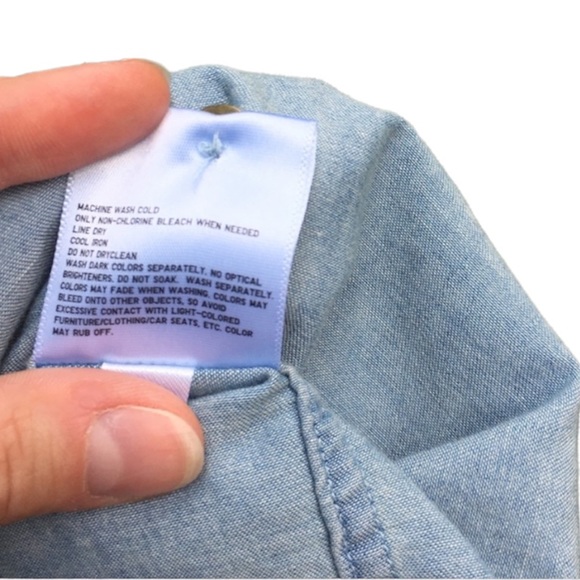 Uniqlo - button down shirt / size: M / washed light blue / white floral - Picture 5 of 8